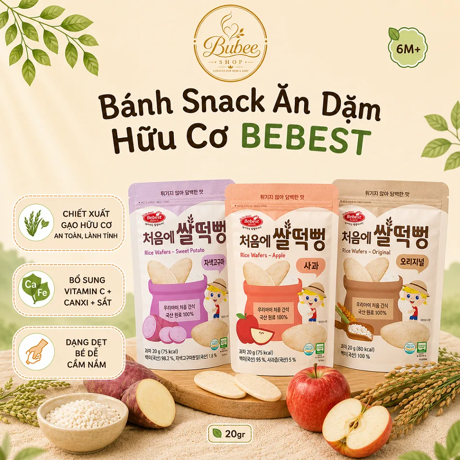 Bánh gạo dẹt hữu cơ Bebest